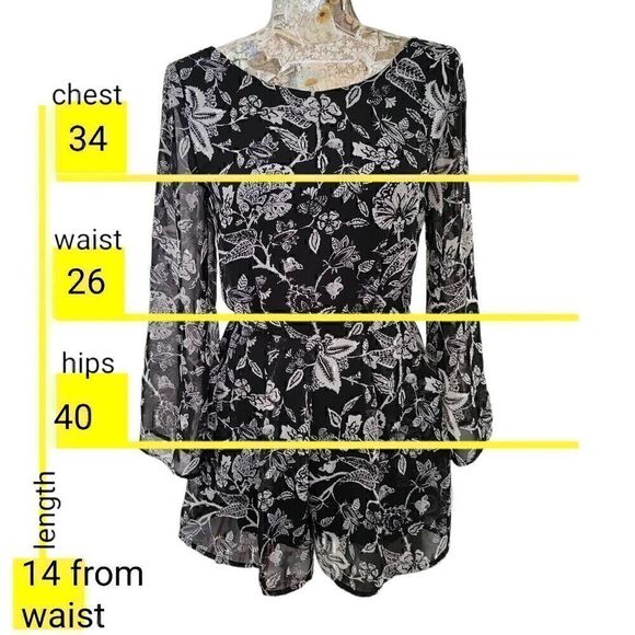 Lush Black and White Flowy Floral Sheer  Shorts Romper - Picture 2 of 10
